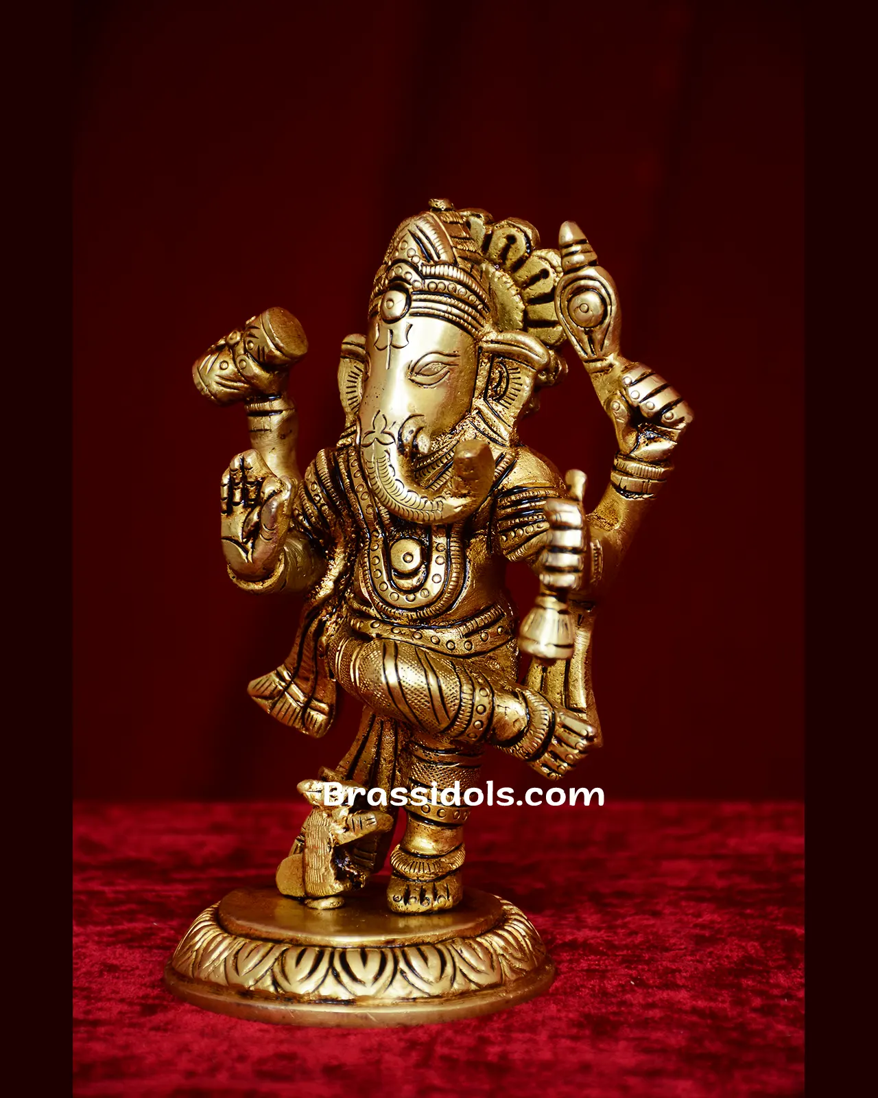 Brass Dancing Ganesh idol - 6 inches - image 3