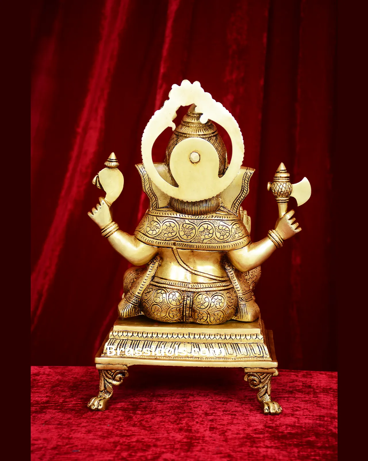 Brass Chowki Square Base Ganesh idol - 15 inches - image 4