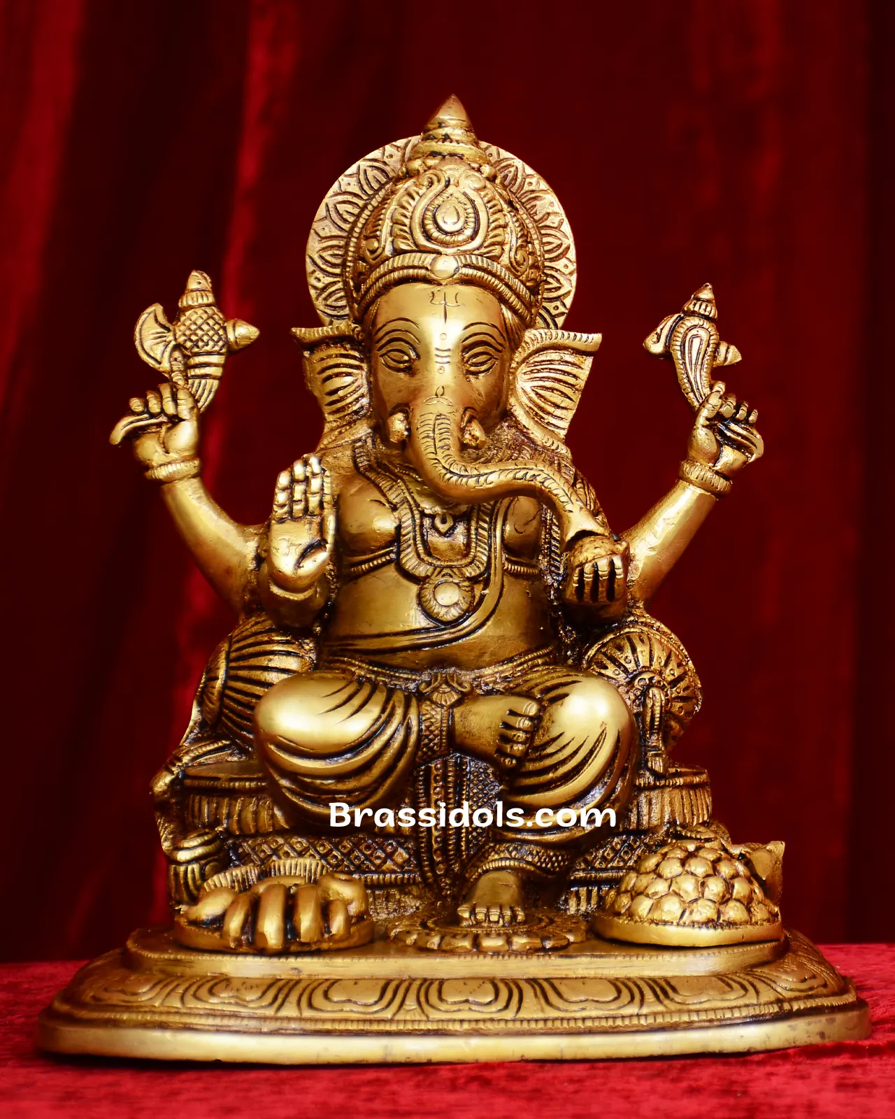 Brass Ganesha with fruit idol 11 inches - image 1