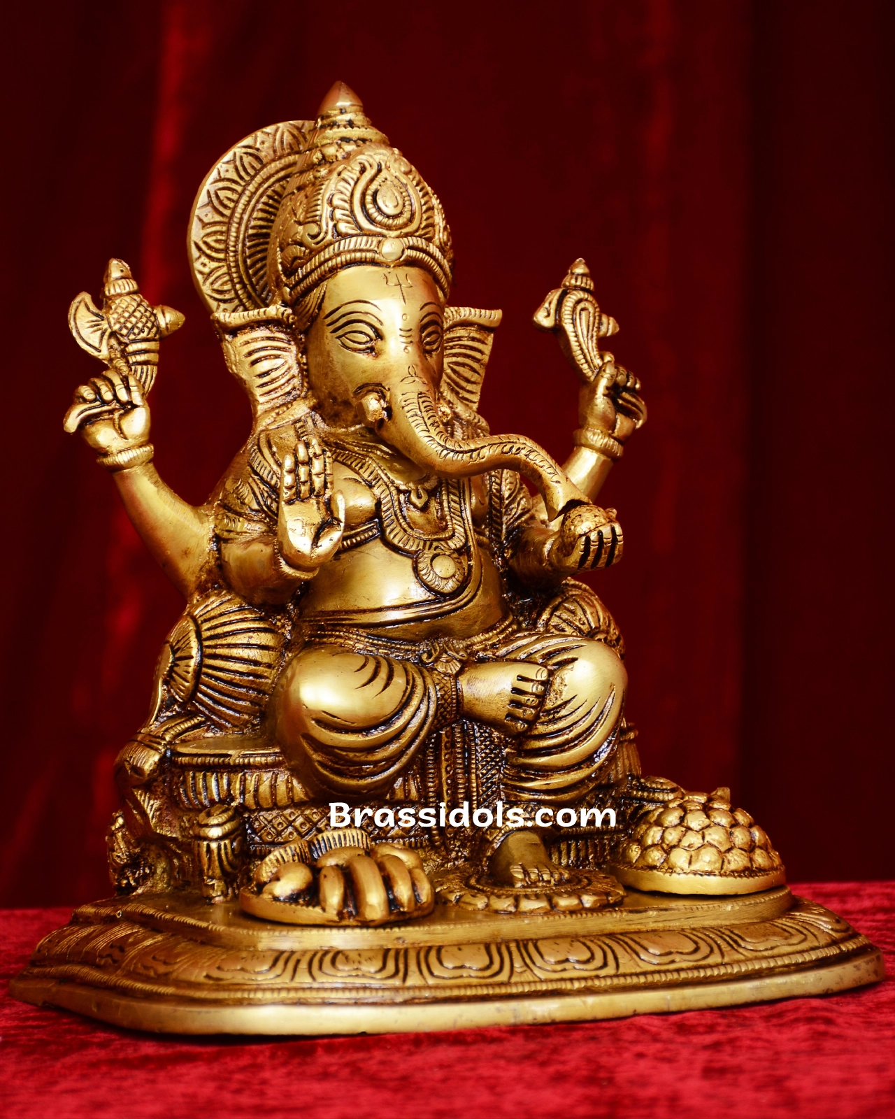 Brass Ganesha with fruit idol 11 inches - image 2