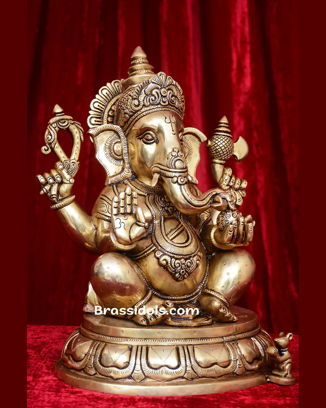 Brass Ganesh round Base idol - 14 inches - image 2