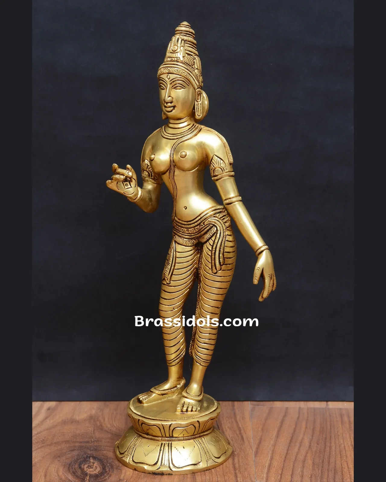 Divine Standing Parvathi with Base Brass Idols - 12 Inches - image 2