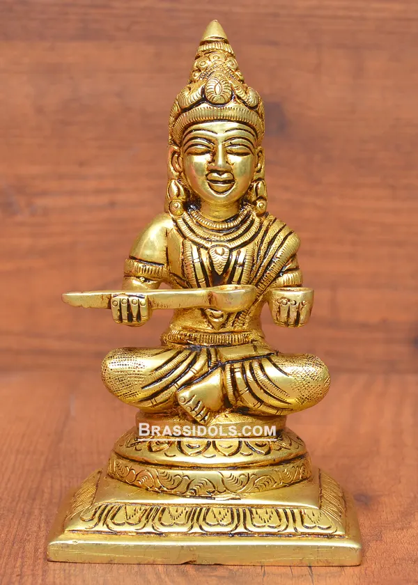 Brass Sitting Annapurna Idol 6 inch - image 1