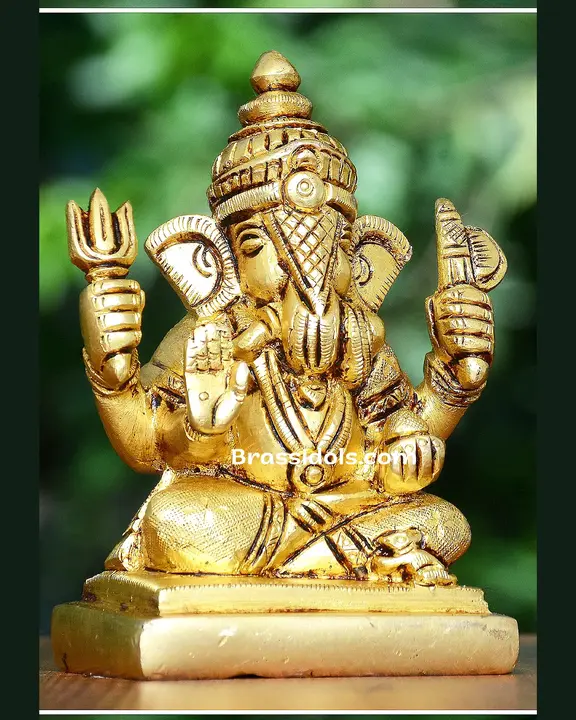 Brass Dagdu Ganesha idol - 3.5 inches - image 2