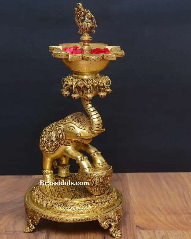 Elephant base with diya - image 2