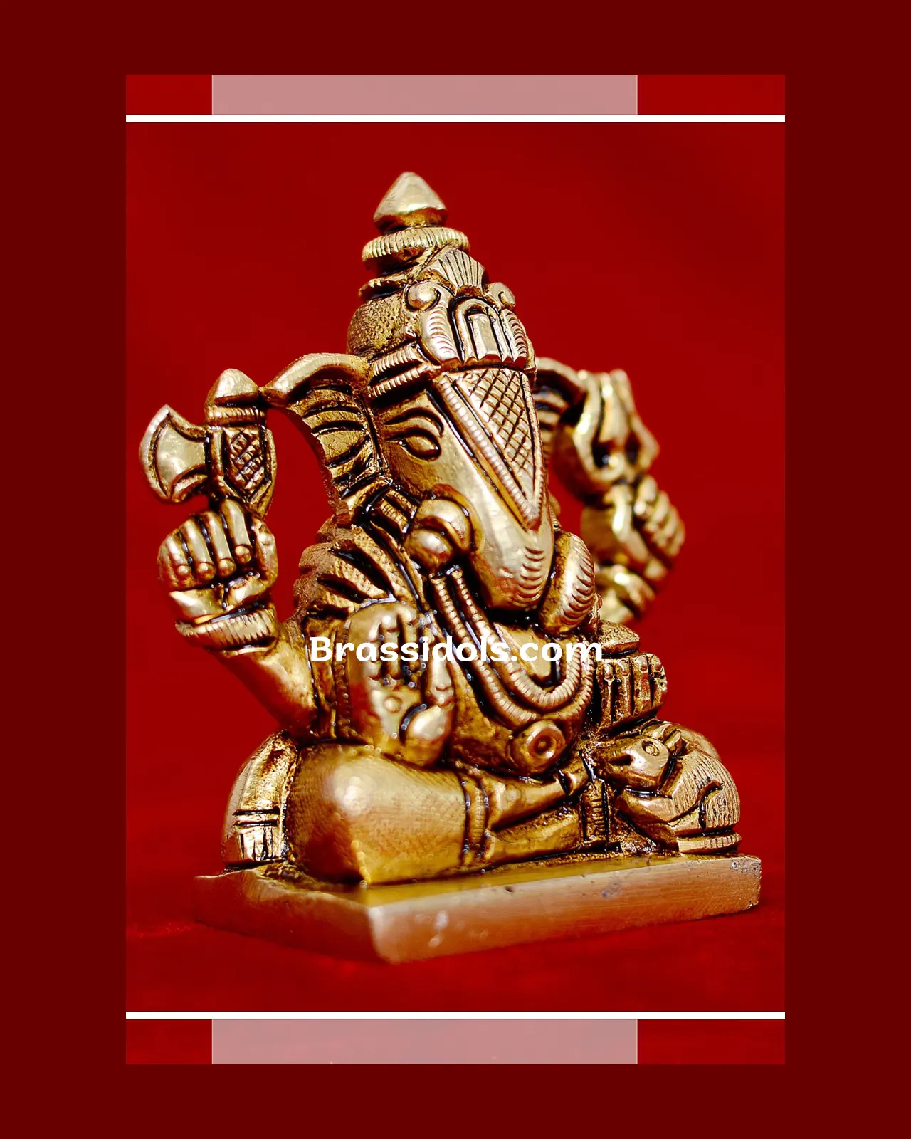 Brass Dagudu Ganesha Square Base idol - 5.5 inches - image 2