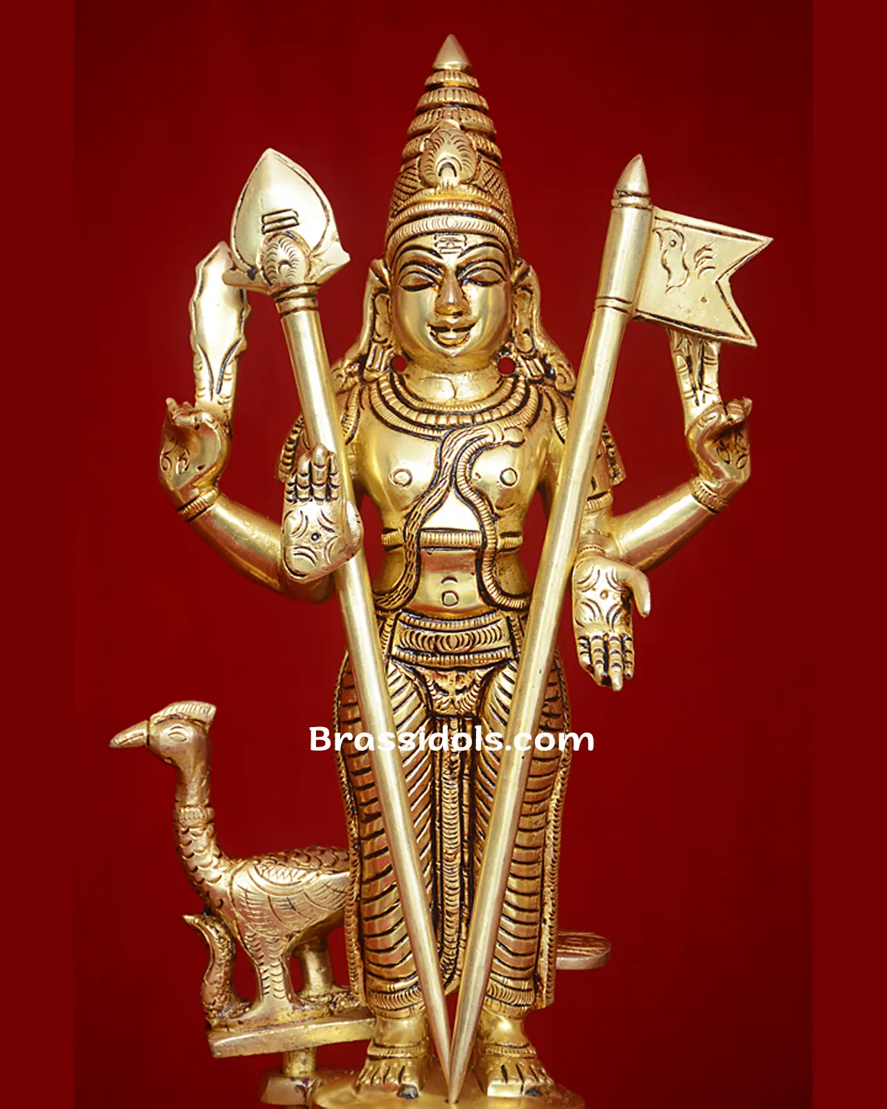 Divine Valli Devanai Murugan With Mayil and VelKodi Brass Idol - 12 Inches - image 2