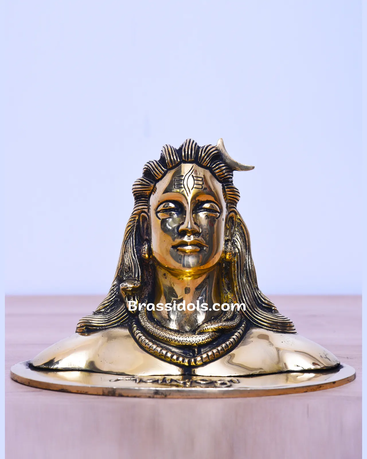 Pure Adiyogi with Golden Base Brass Idol - 5 Inches - image 1