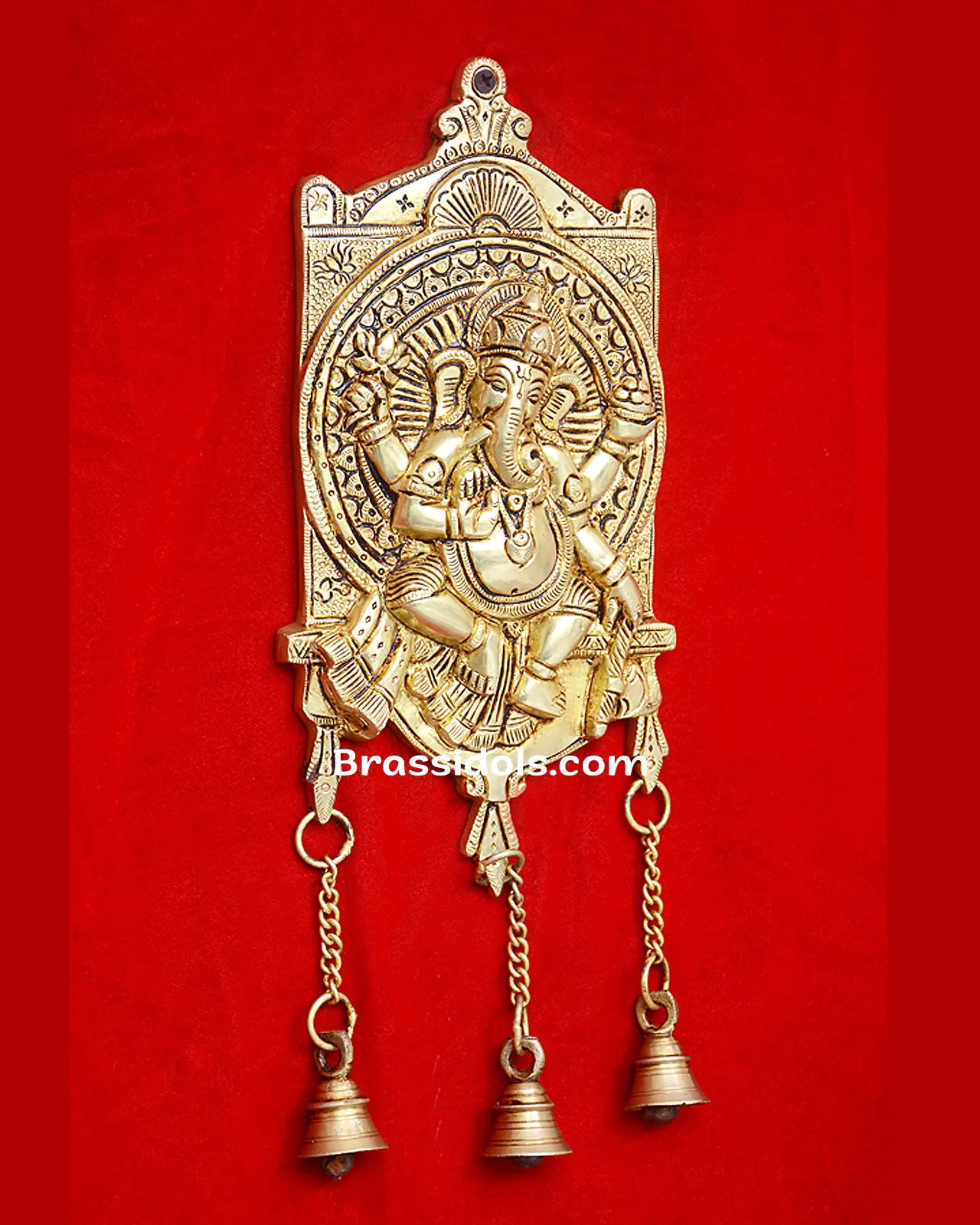 Brass Ganesha Door Hanging with Bells- 13 inches - image 2