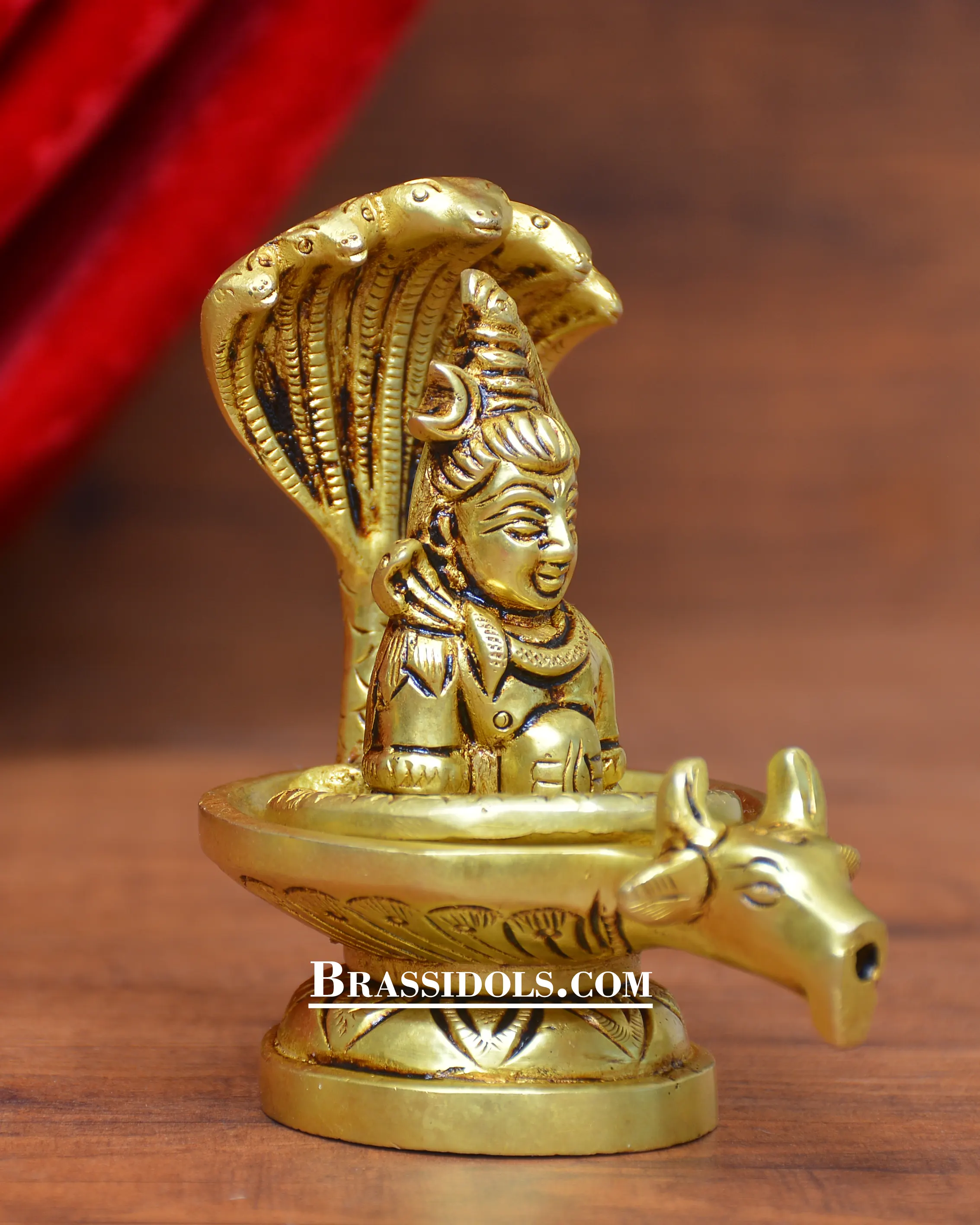 Brass naag shiva nandi shivling 4 inch - image 2