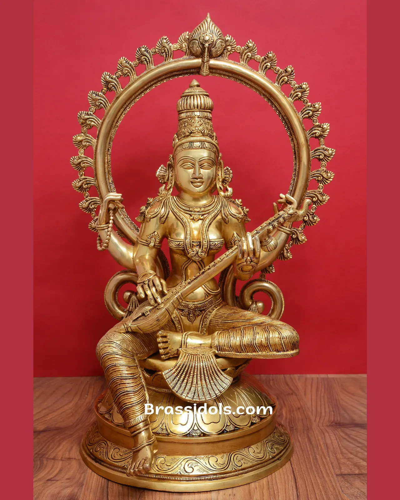 Brass Frame Saraswati - image 1