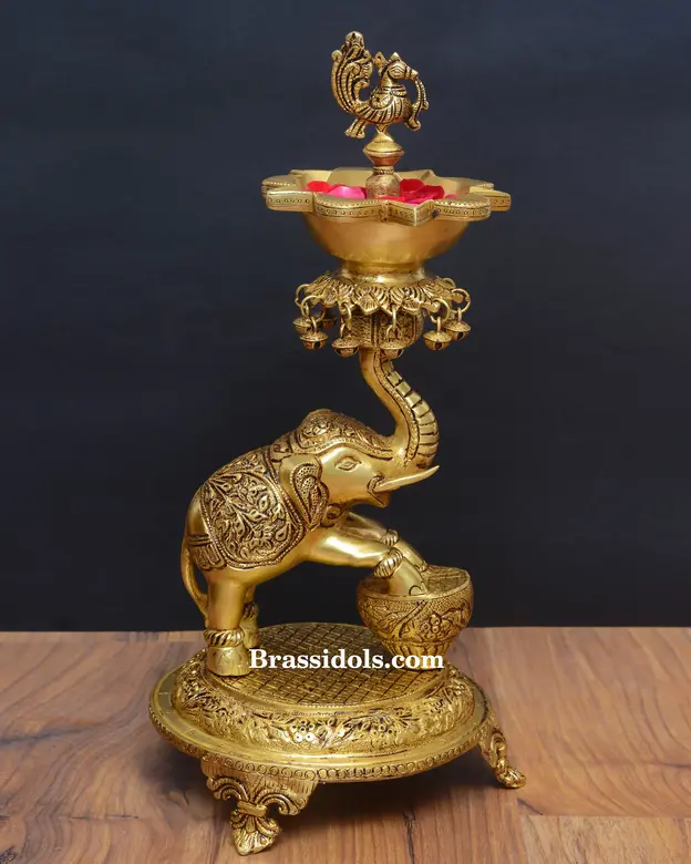 Elephant base with diya - image 1