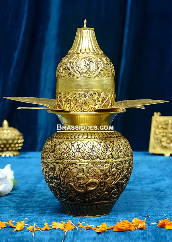 Brass Coconut Leaf Kalash 11 Inch - image 1