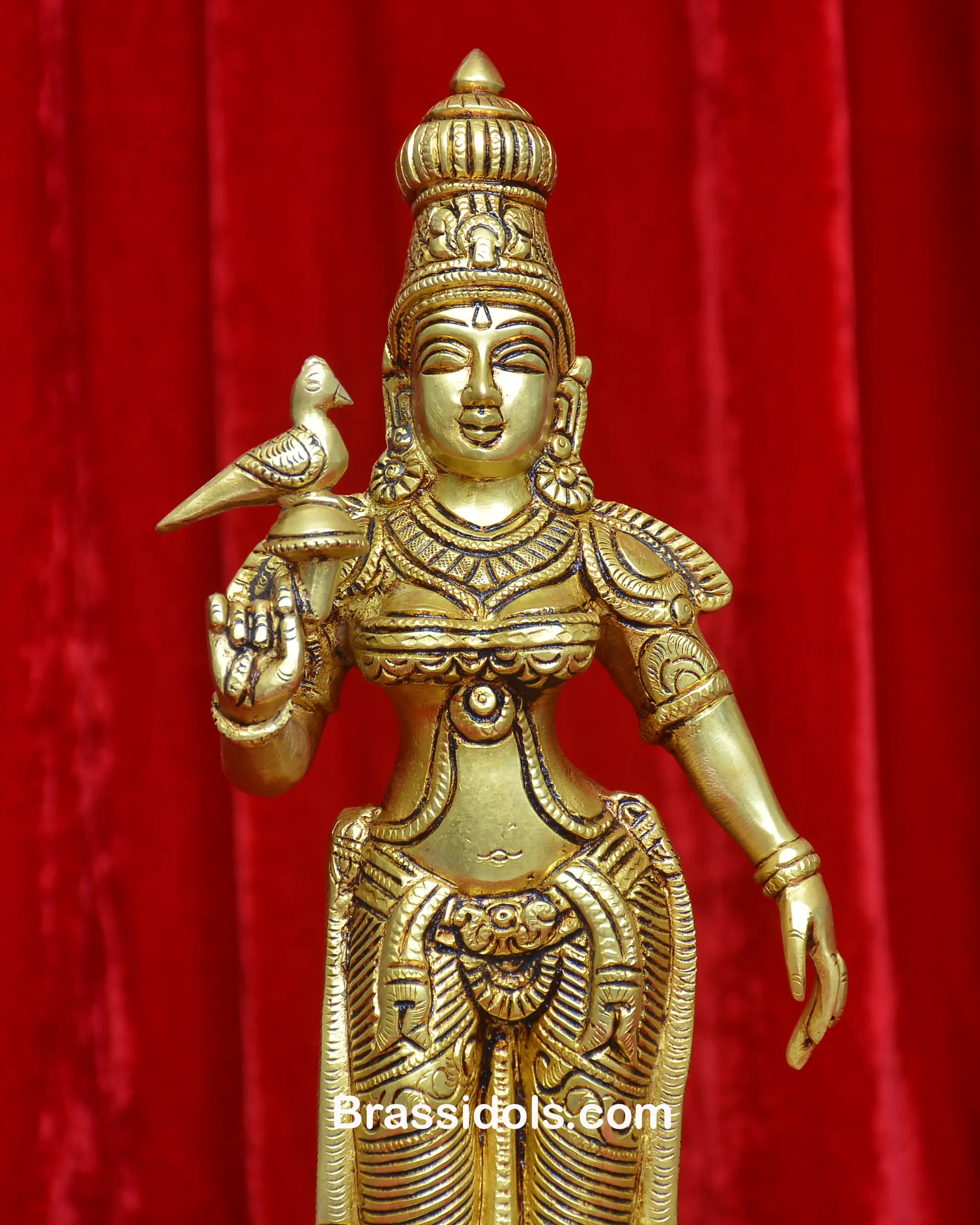 BRASS SQUARE BASE MEENAKSHI STANDING - image 2