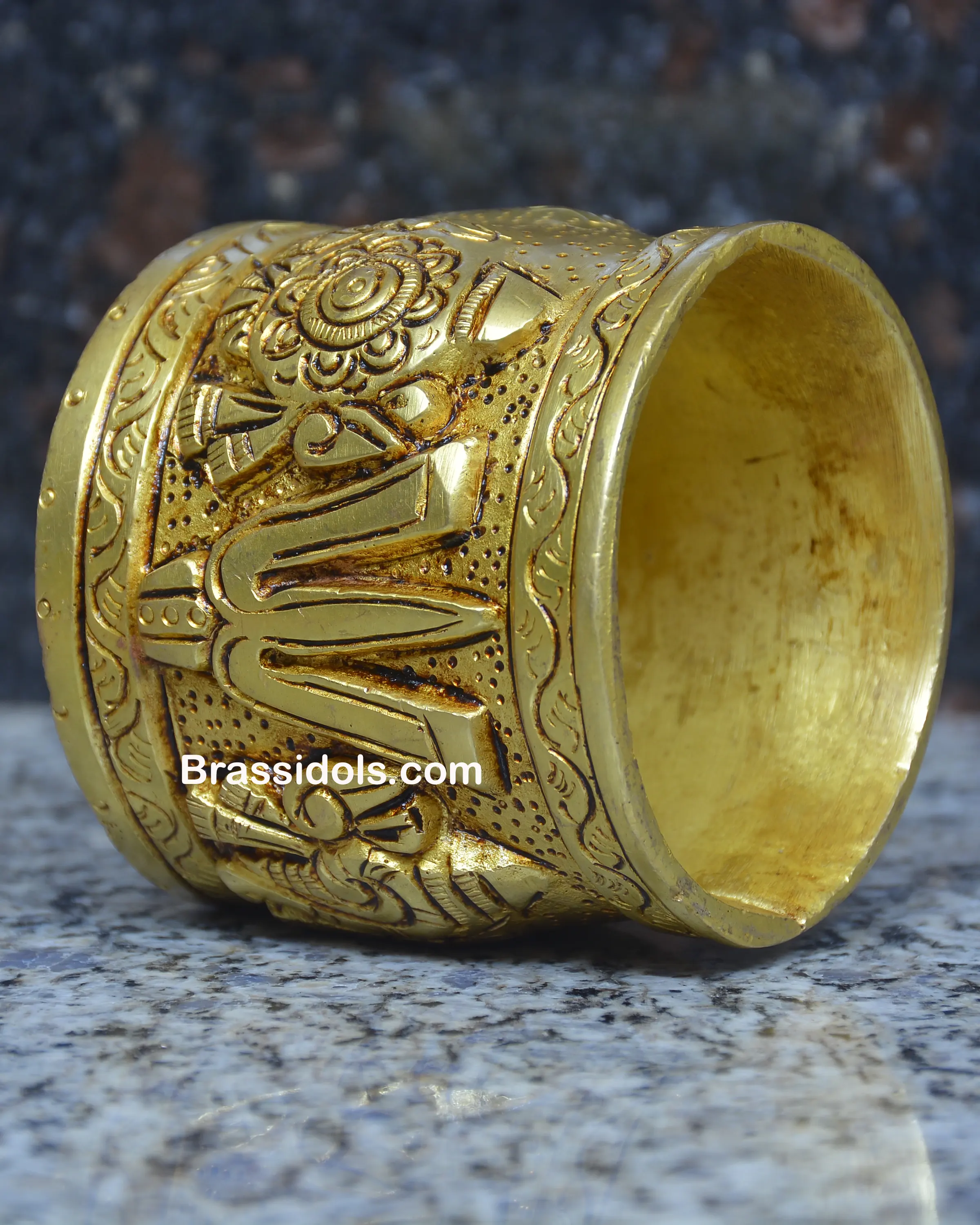 Brass Shankh Chakra Namah Glass 2.5 inches - image 2