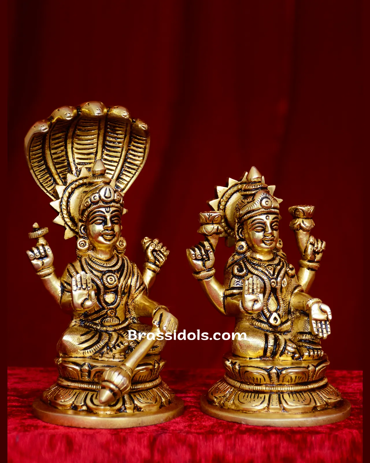 Brass Sitting Kamal Lxmi Vishnu Idol - image 1