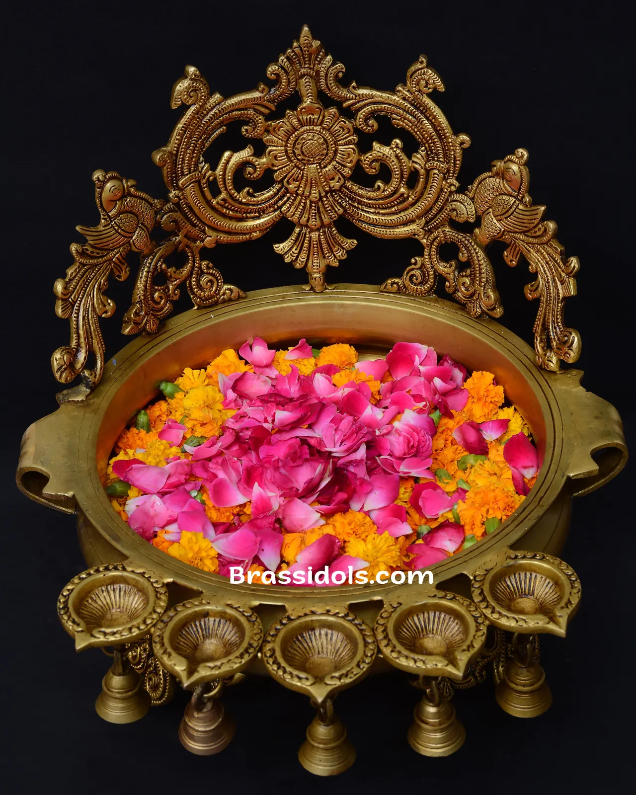 Brass Jali Urli with Side Deepak - image 2