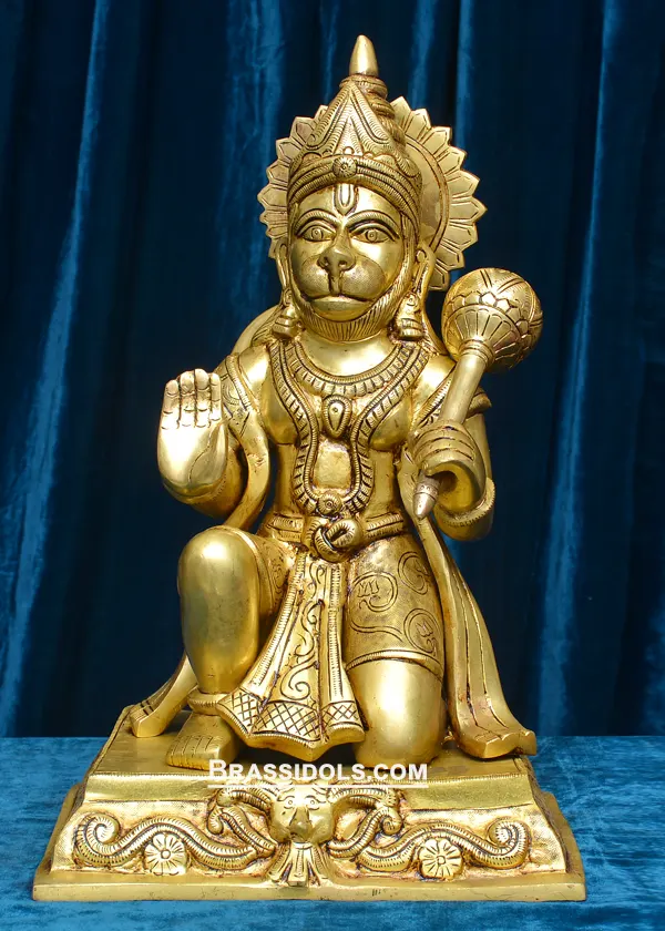 Brass Sitting Hanuman 16 inches - image 1