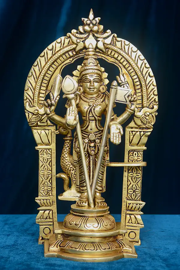 Charming Seval Kodi Murugan Brass Idol with Frame - image 1