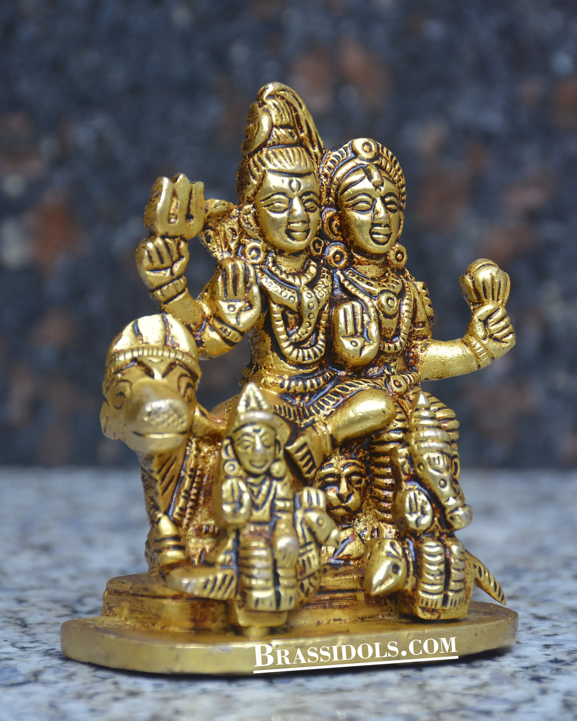 Brass Sitting Shiv Family 3.5 inch - image 2