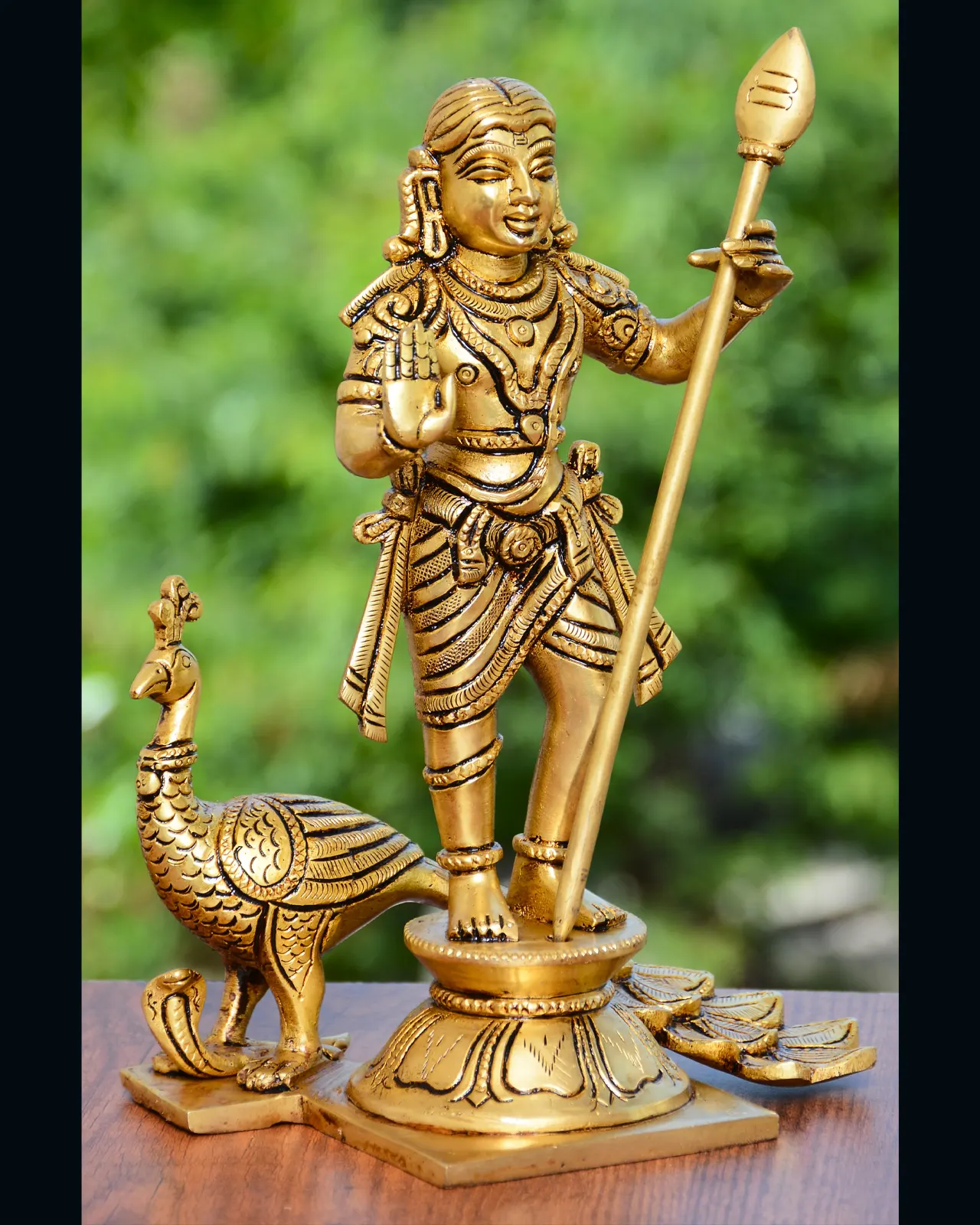 Ethereal Standing Vel Balamurugan with peacock Brass Idol - image 2