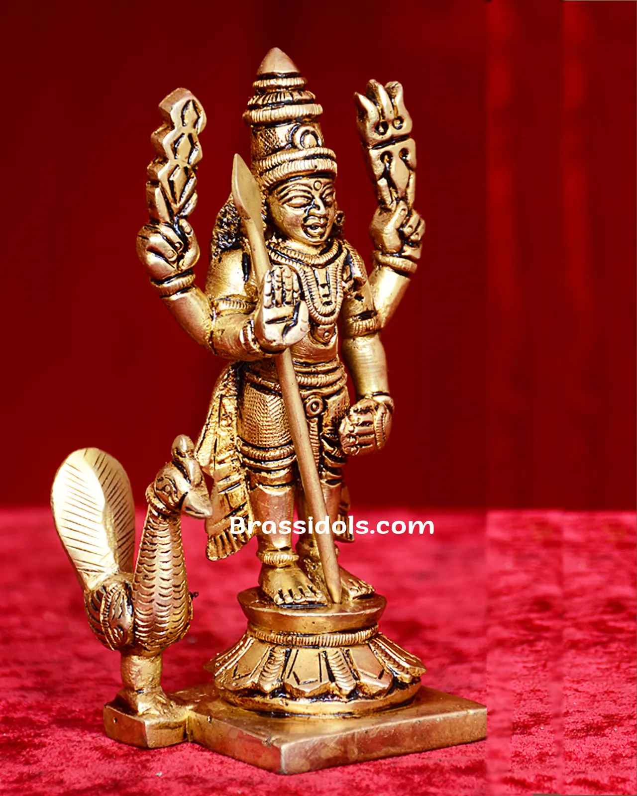 Royal Standing Murugan with Mayil Brass Idol - 5 Inches - image 2