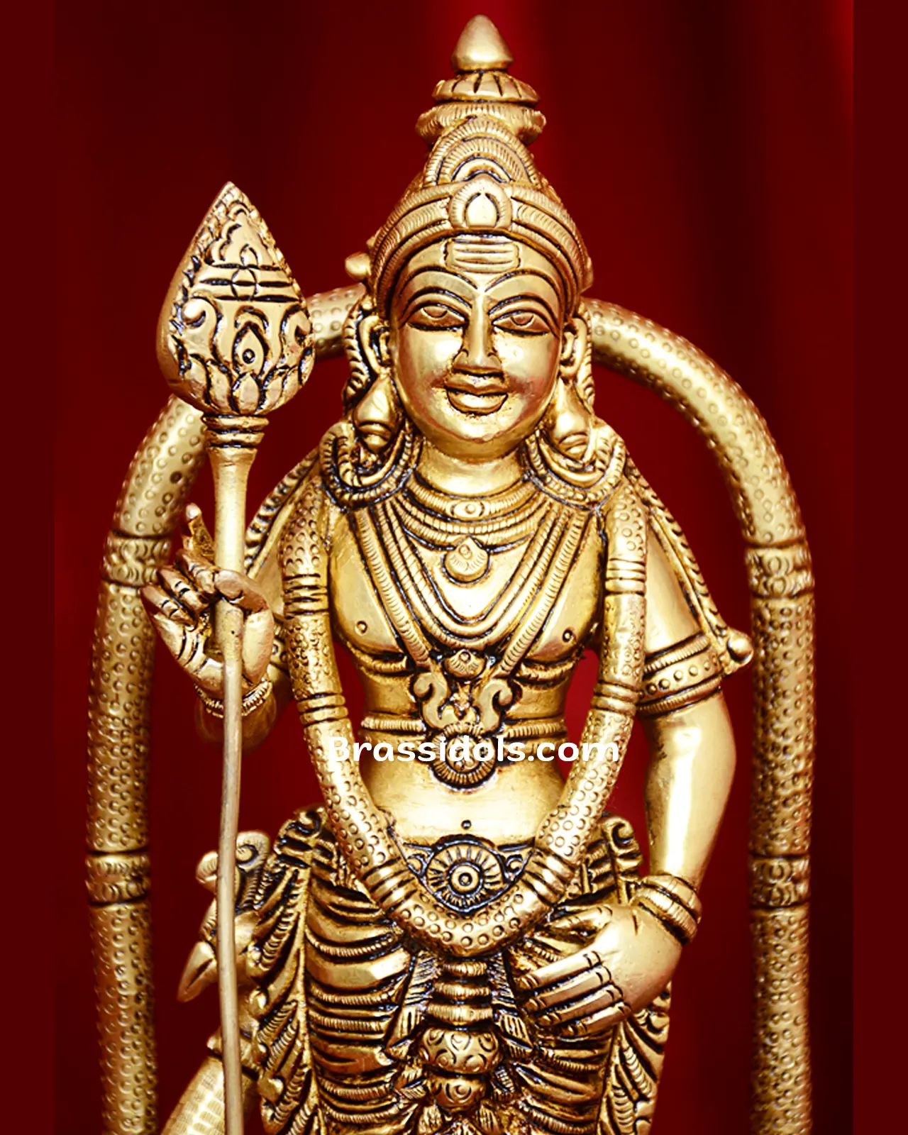 Adoring Batu Malai Subramaniyan Brass Idol - 9.5 Inches - image 2