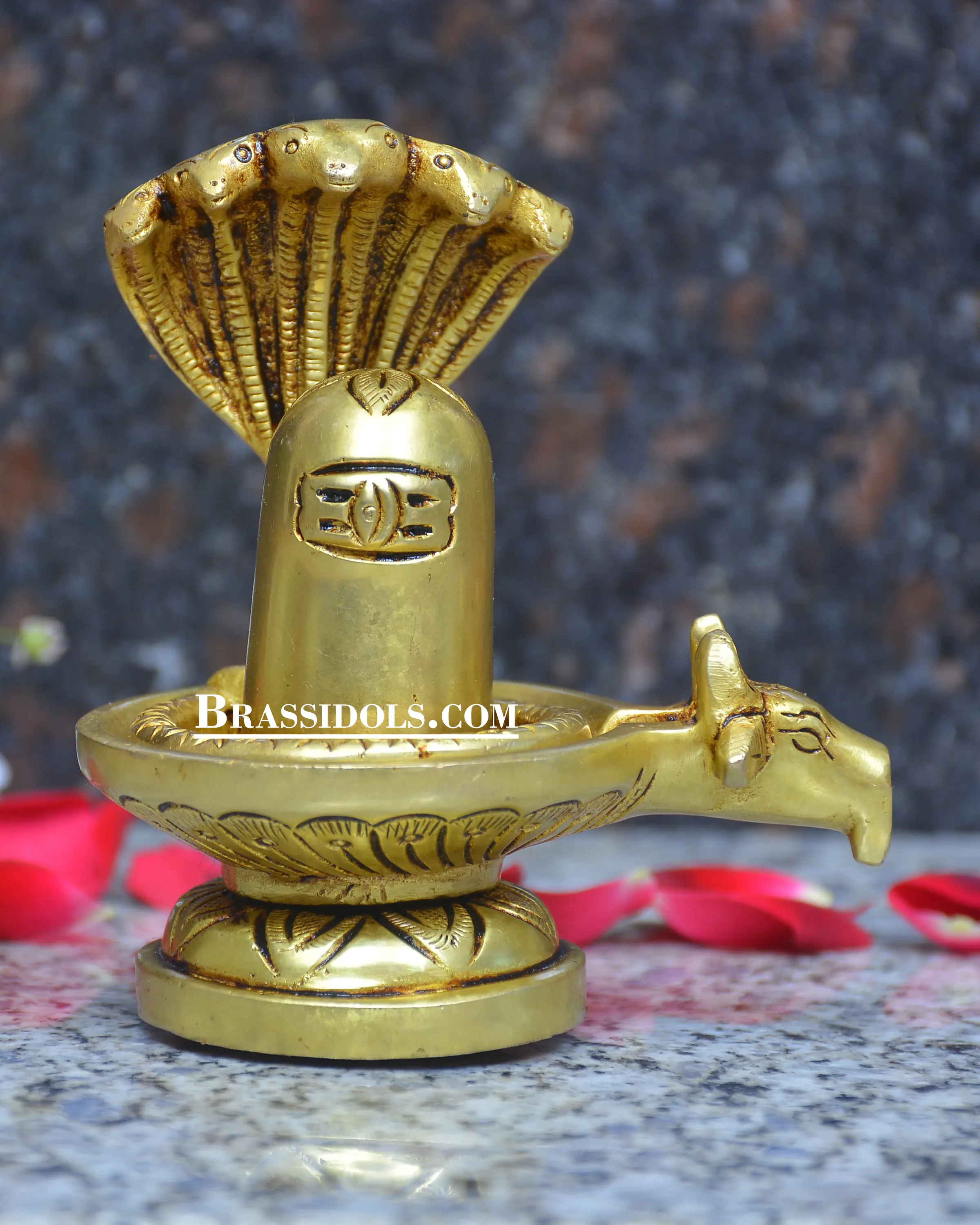 Brass Naag Nandi Shivling 4 inch - image 1