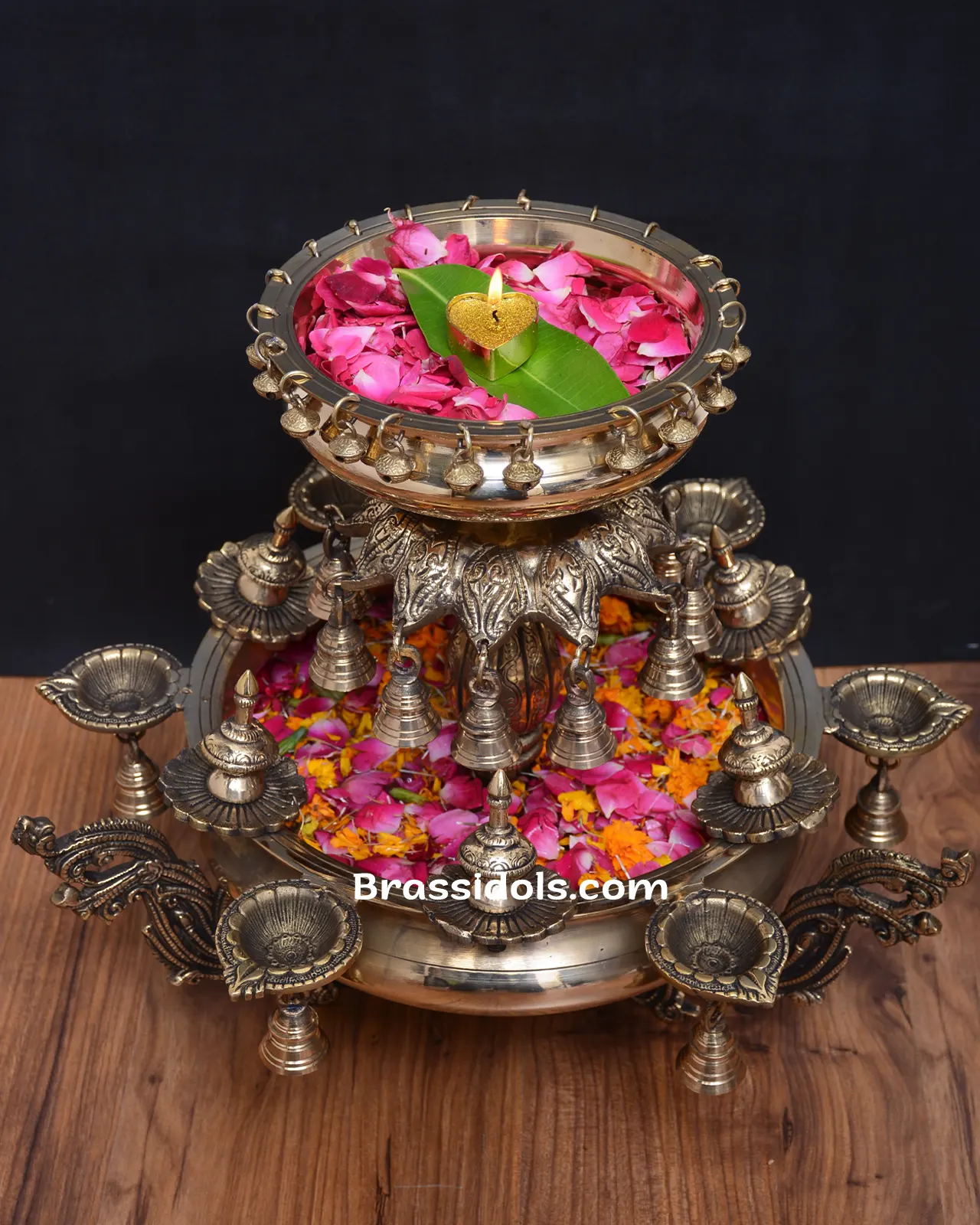 Brass Flower Double Urli - image 1