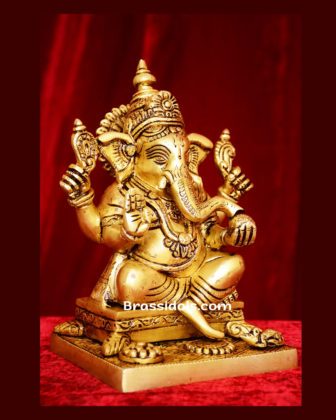 Brass Double Choki Ganesh - 8 inches - image 2