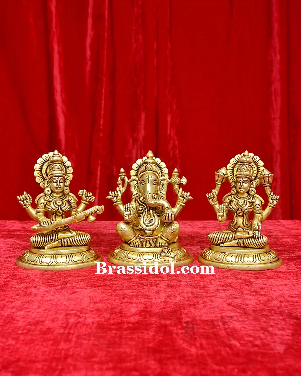 Lakshmi Ganesh Saraswati With Gol Base - image 1