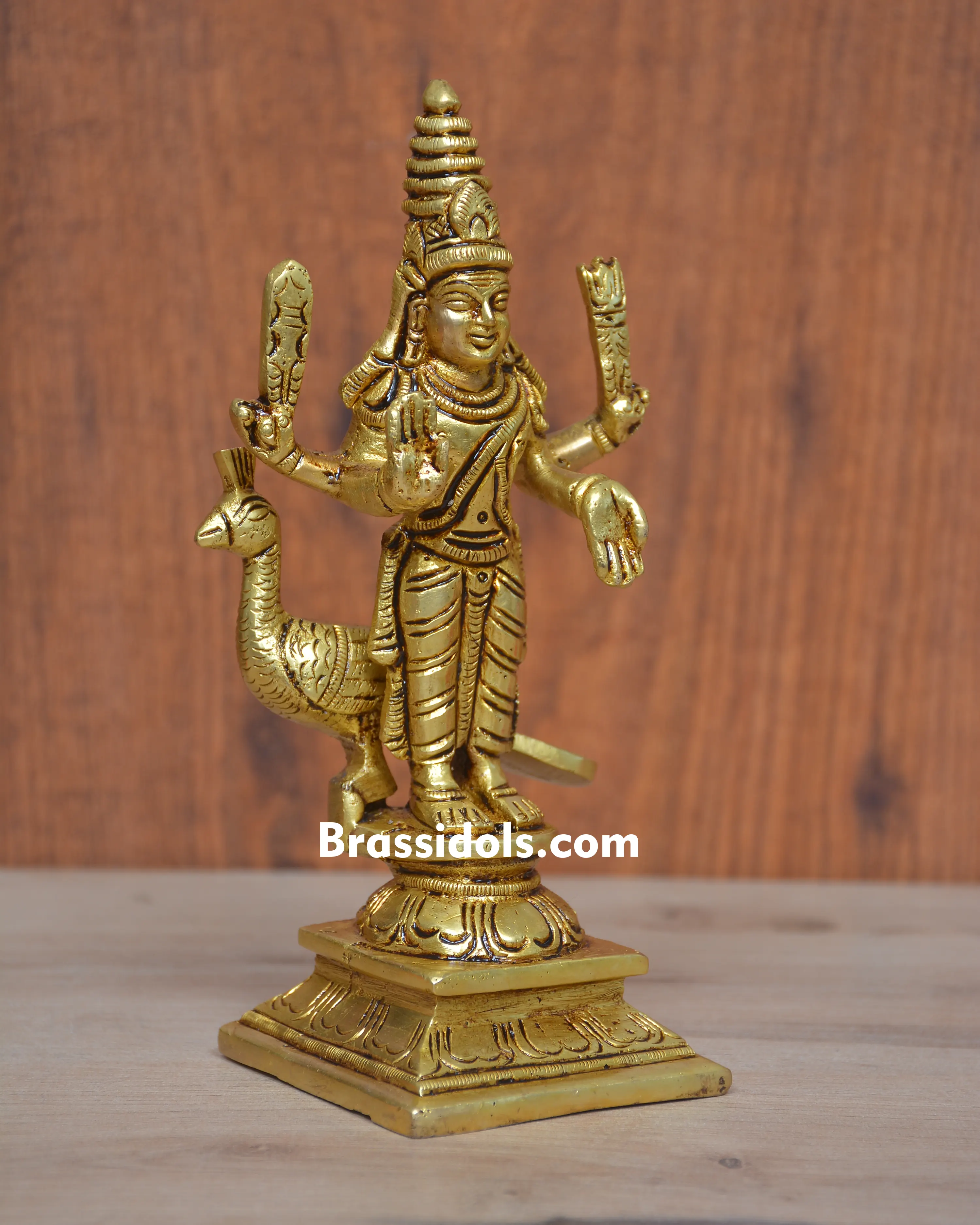 Standing Murugan Square Base With Peacock - image 2