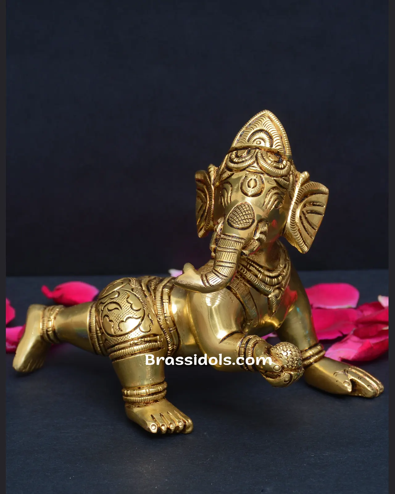 Brass Baby Ganesh idol - 3 inches - image 1