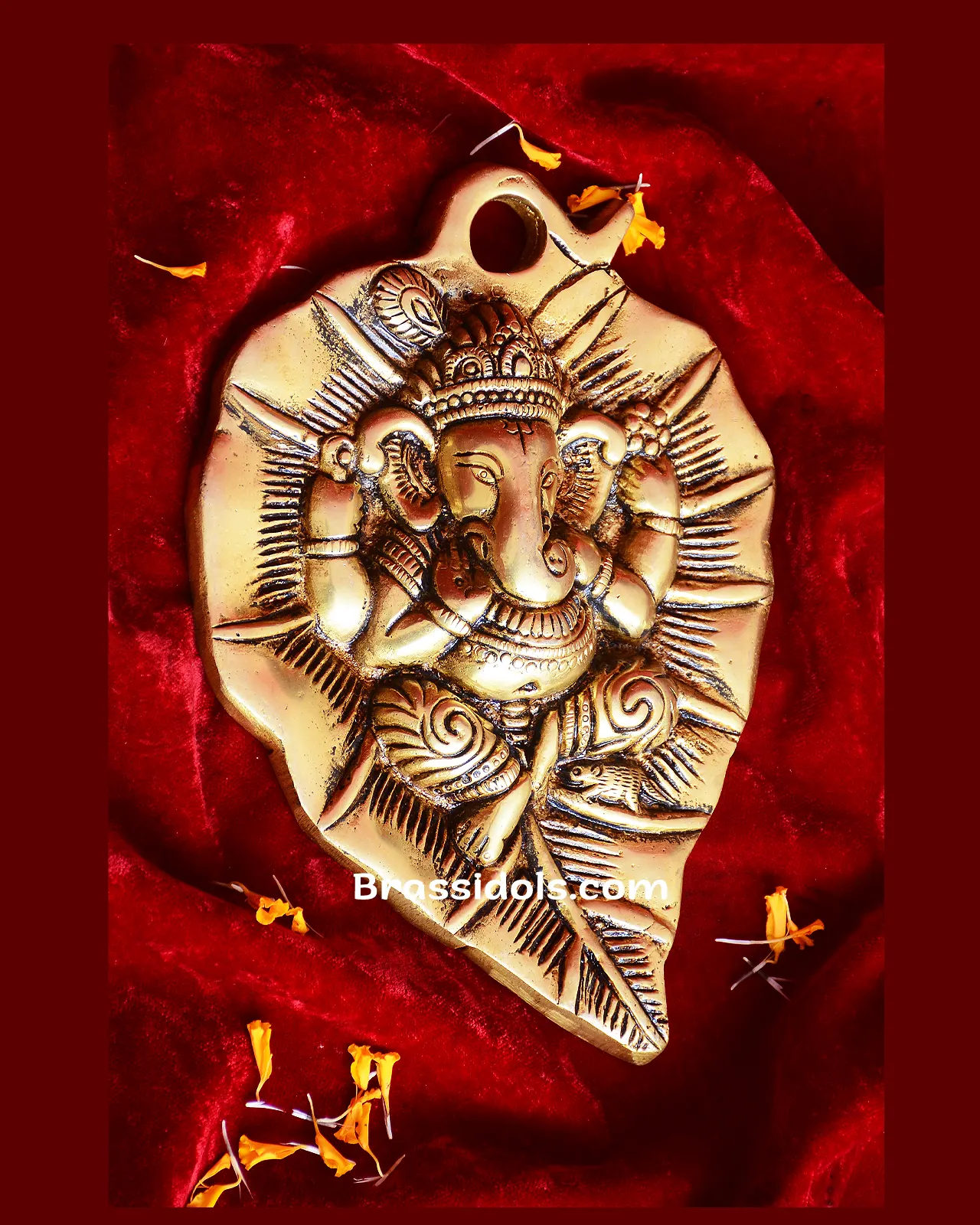 Leaf brass Ganesha Hanging - 6 inches - image 2