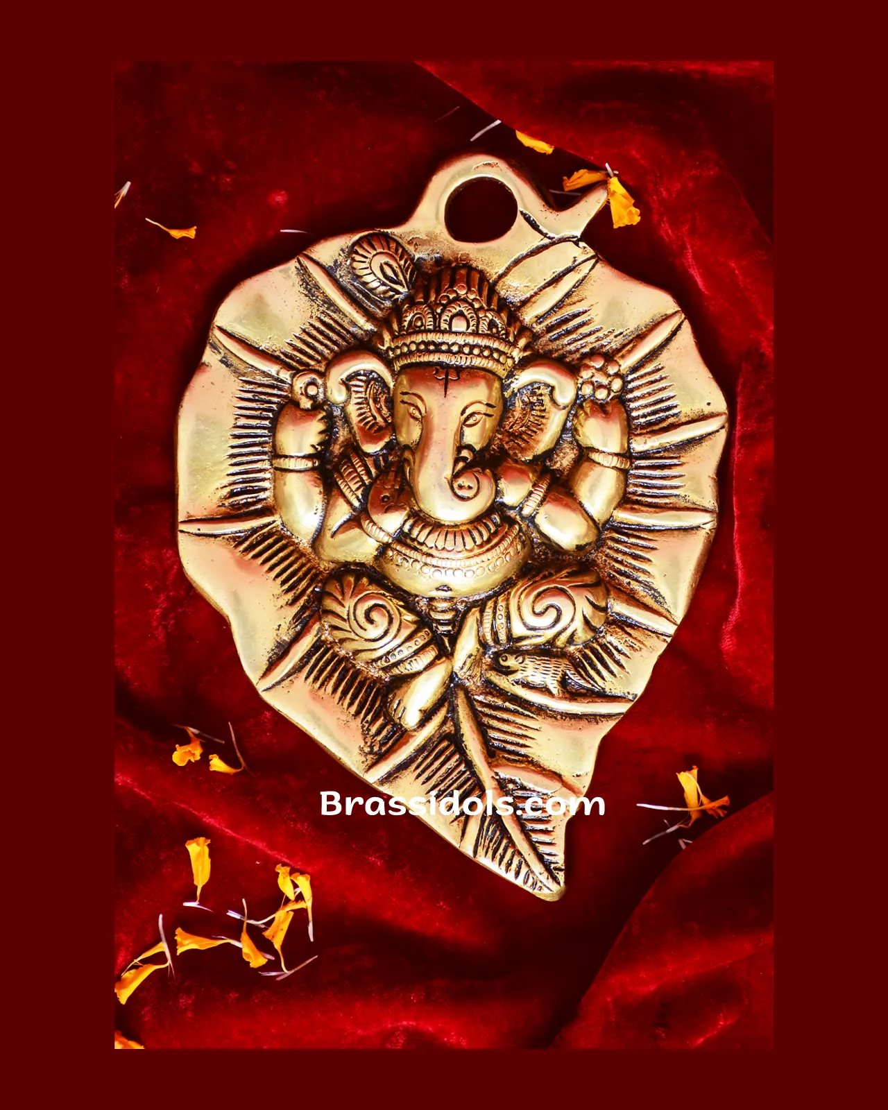 Leaf brass Ganesha Hanging - 6 inches - image 1