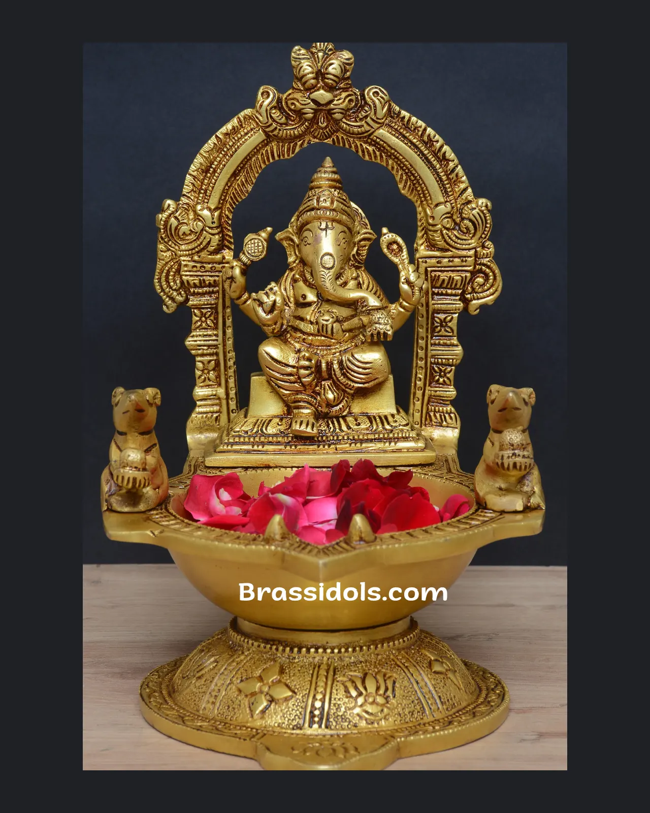 Brass Ganesh Deepak - 9 inches - image 1