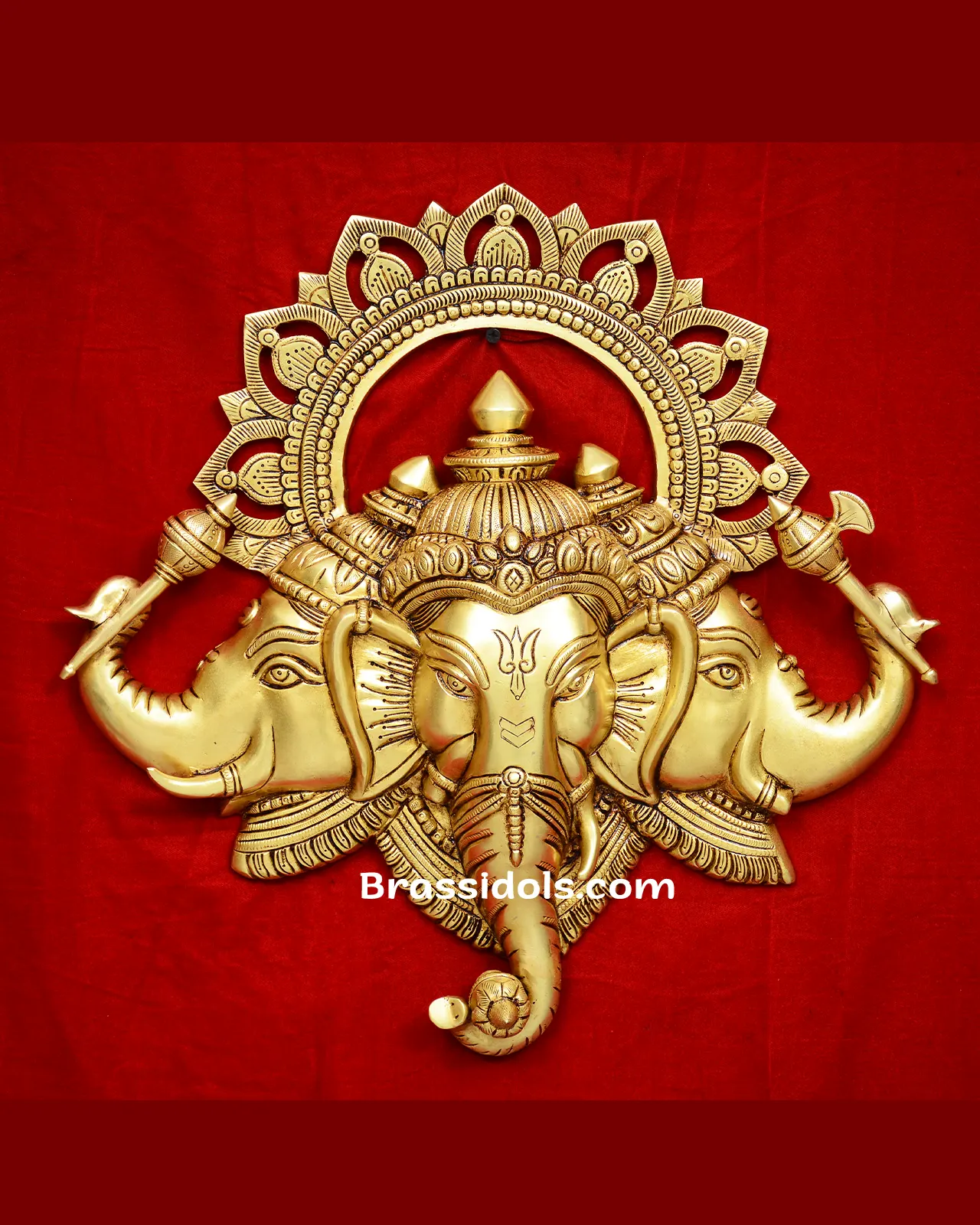 Brass 3 Face Ganesha Wall Hanging - image 1