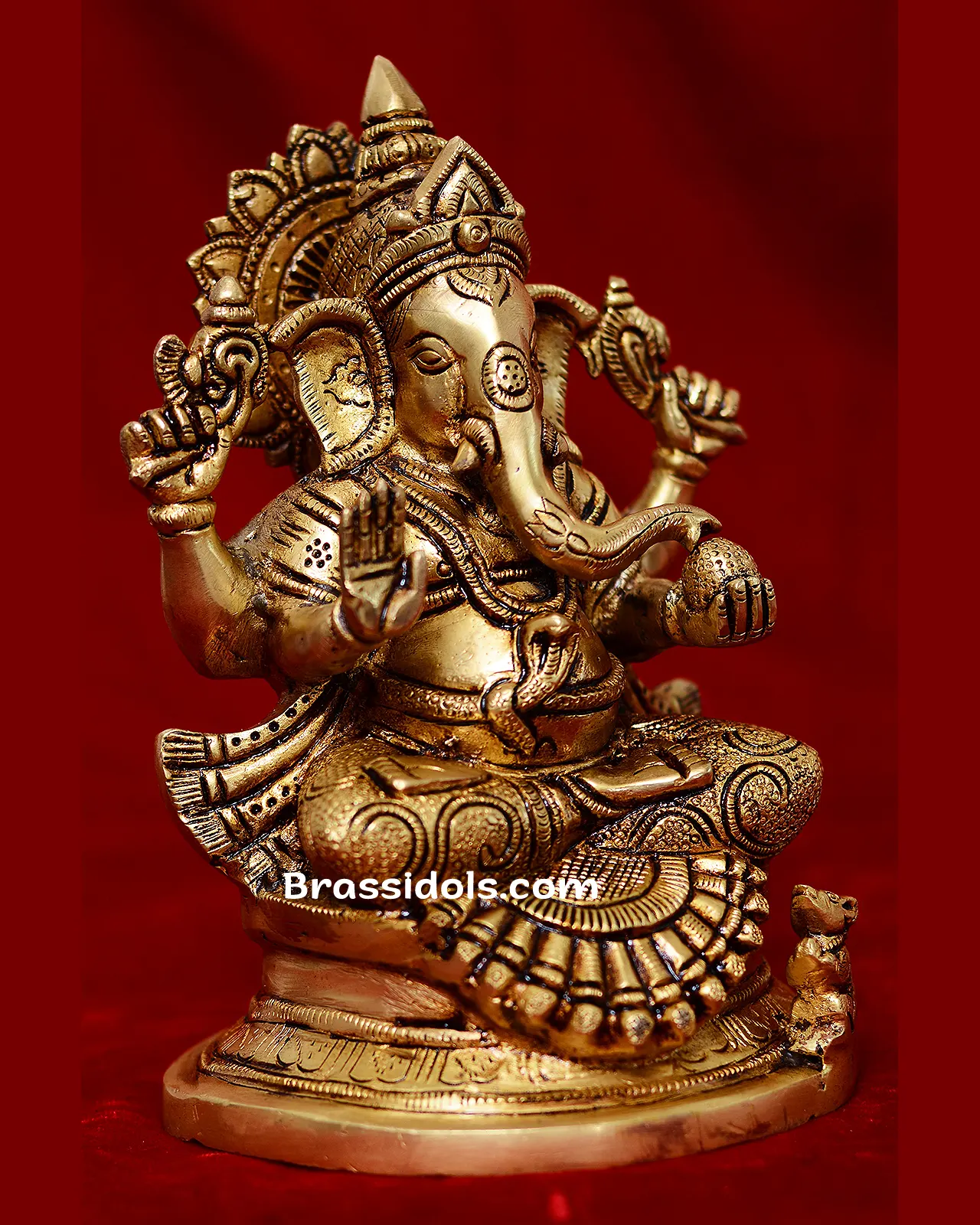 Brass Dagudu Ganesha idol - 8 inches - image 2