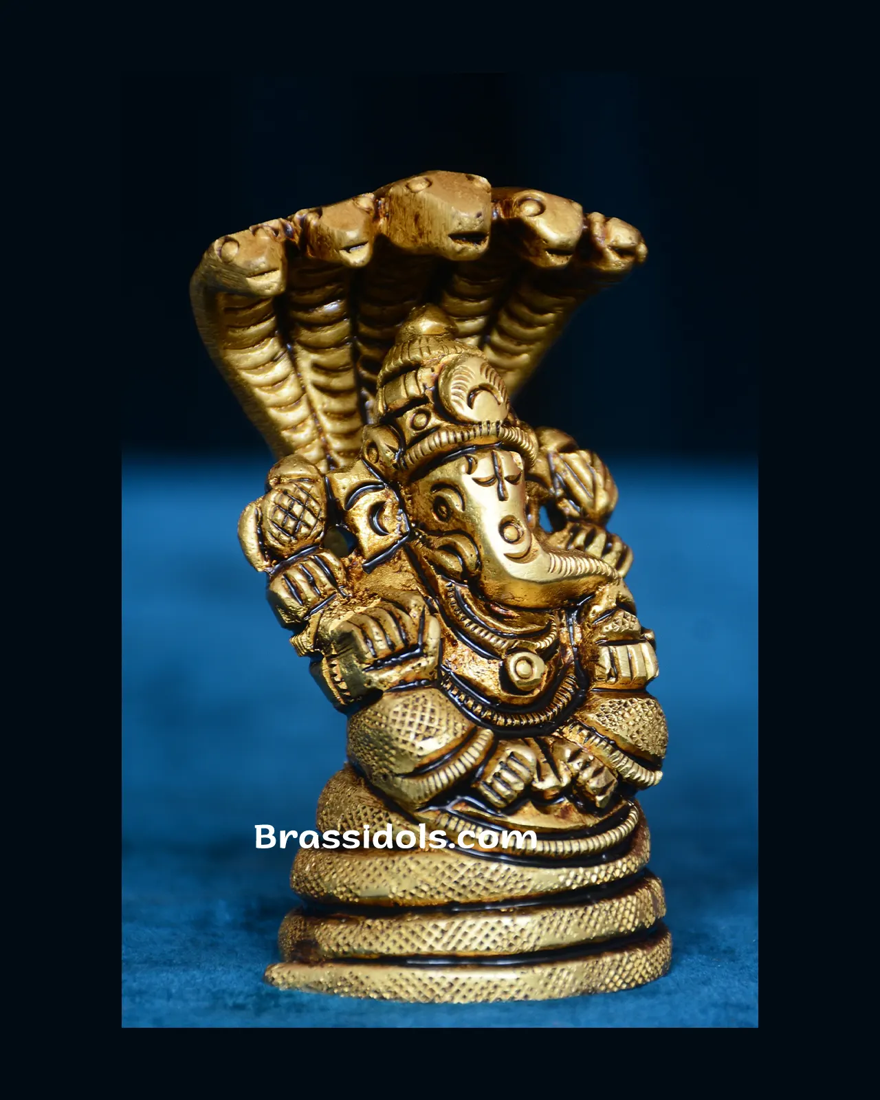 Brass 5 head snake Ganesh 2 inches - image 2