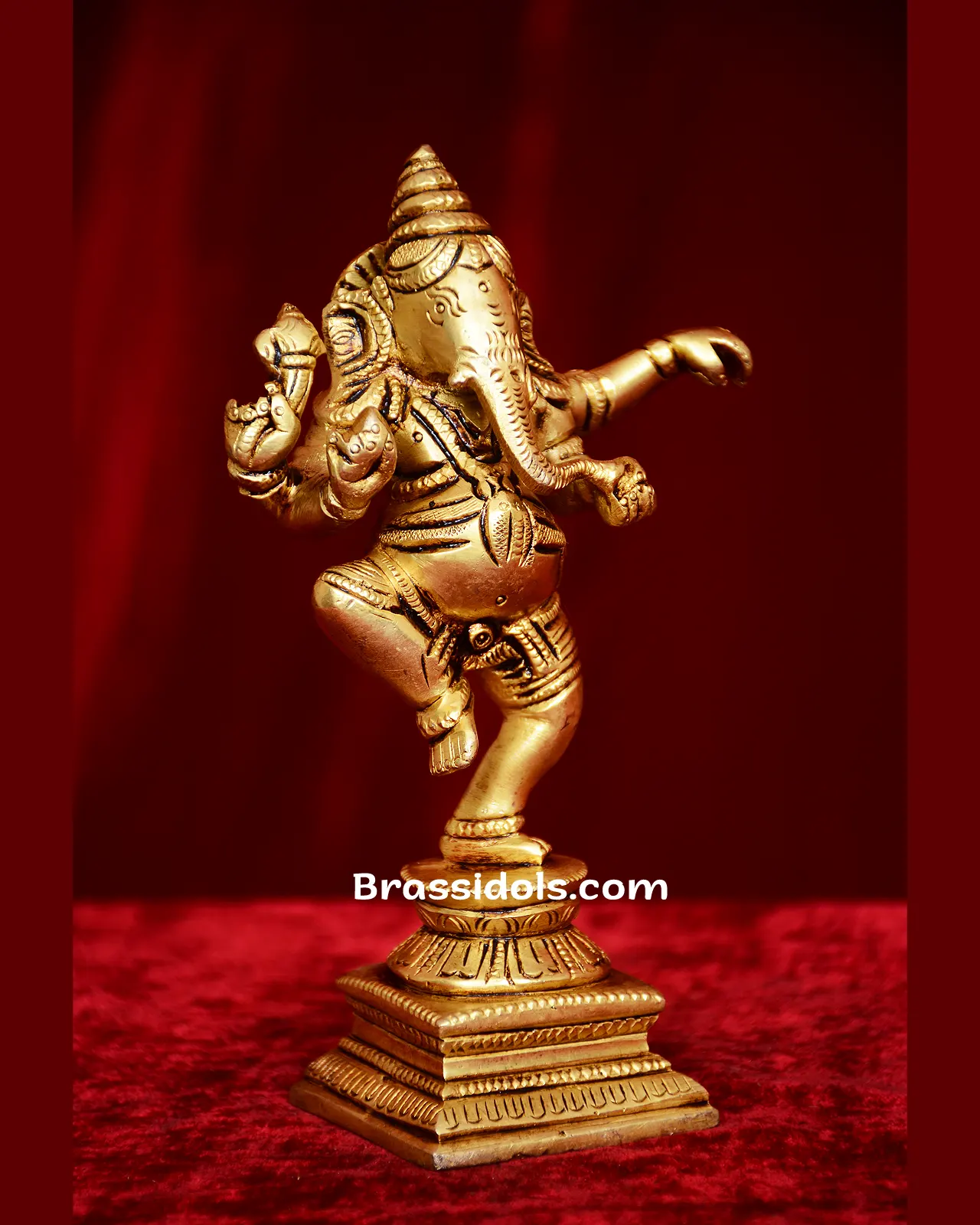 Brass Dancing Ganesha idol - 6.5 inches - image 2
