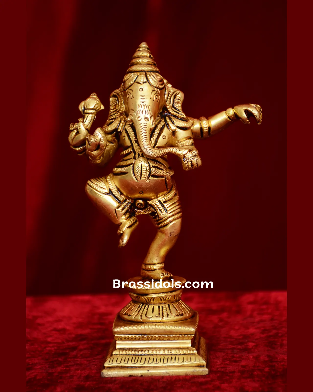 Brass Dancing Ganesha idol - 6.5 inches - image 1