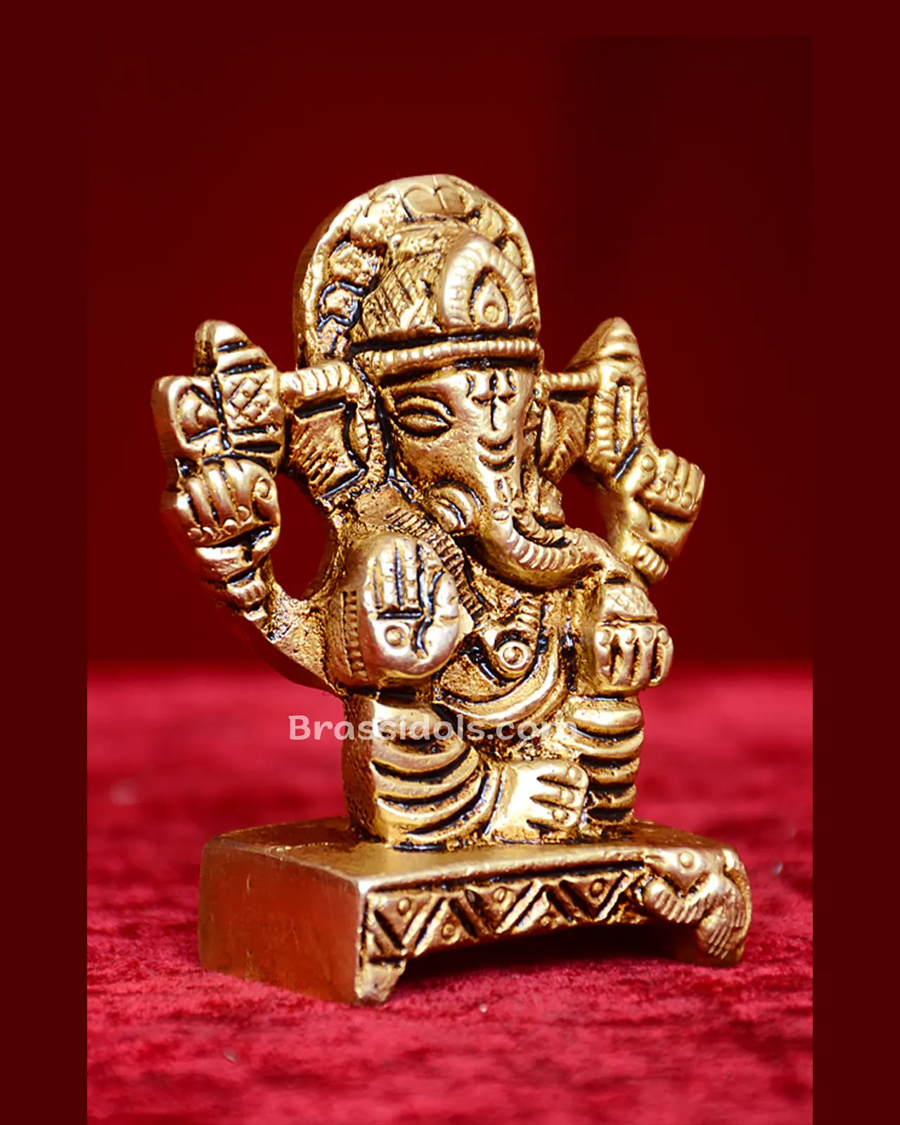Brass Sitting Ganesha Puja Décor Idol - 2.5 inches - image 2