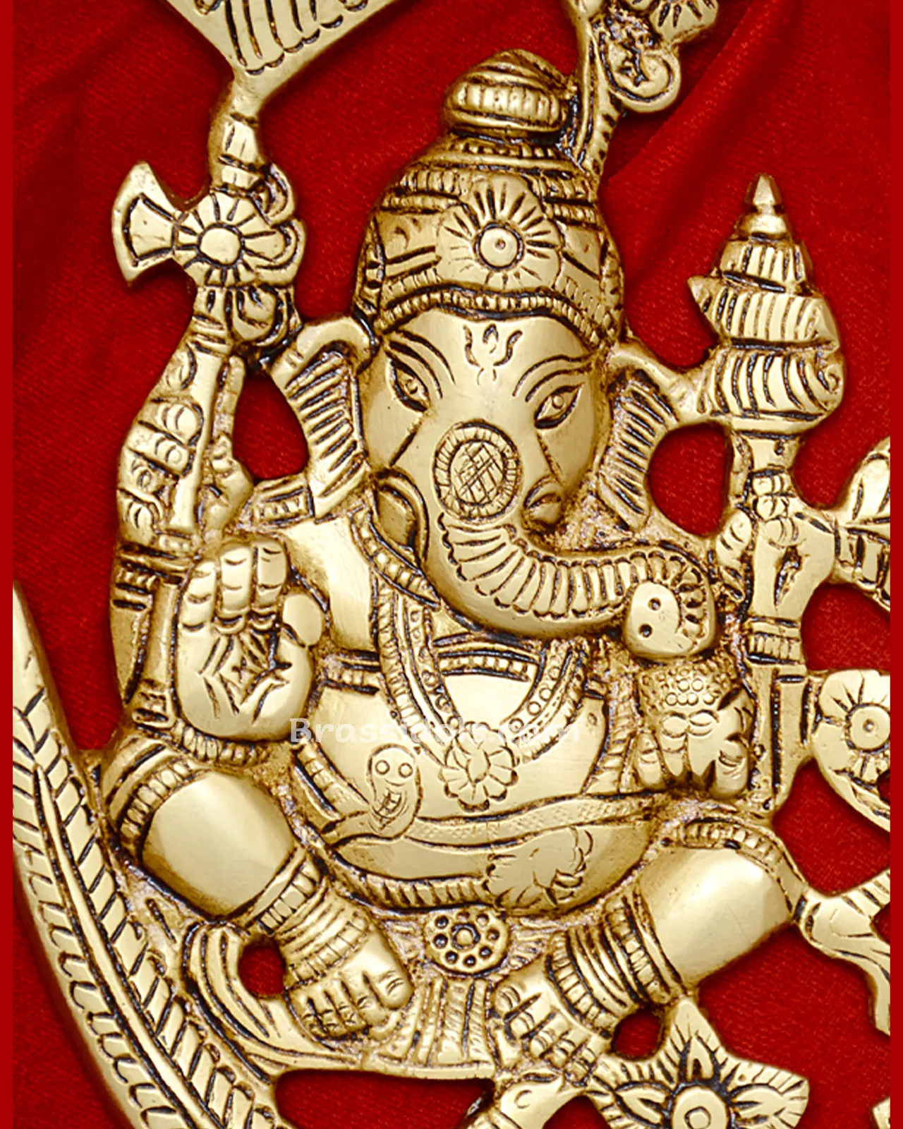 Brass Om Ganesh with Om Wall Hanging Plate 9 inches - image 2