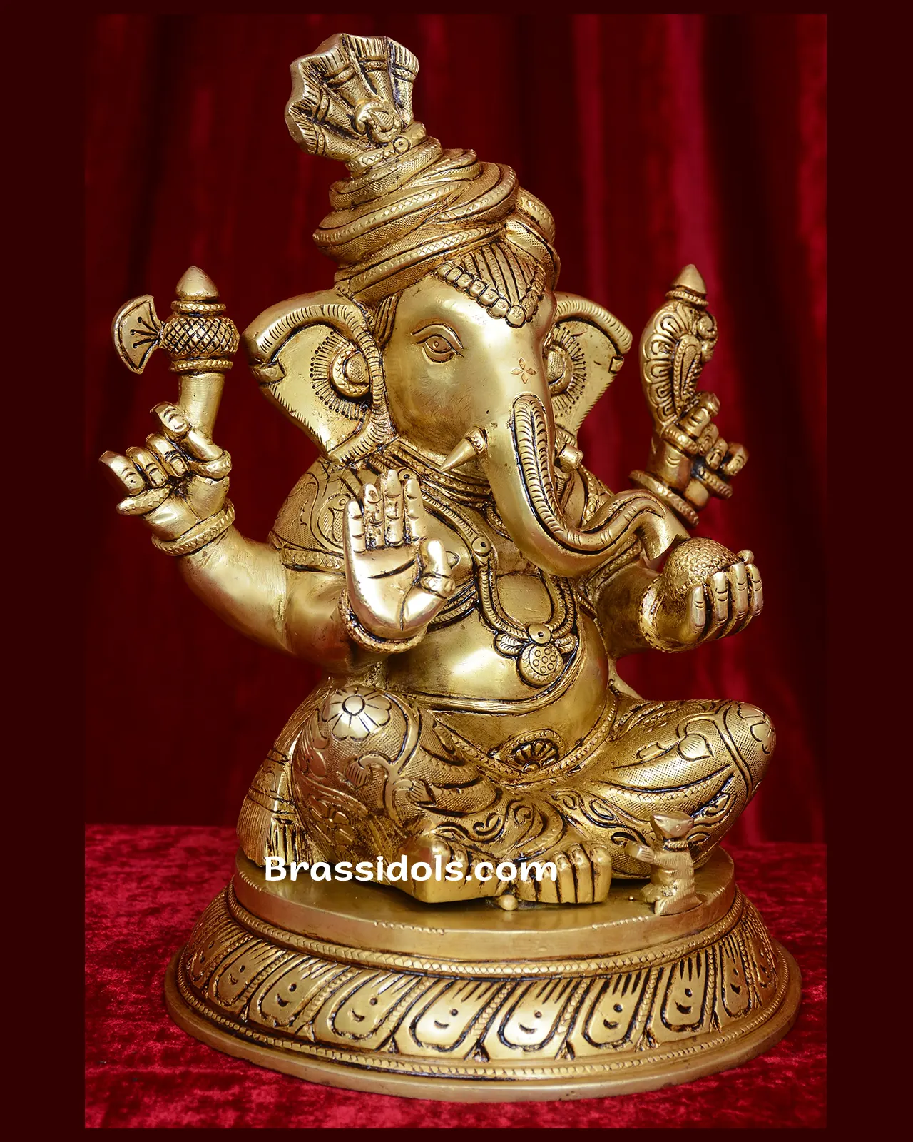 Brass Thalapakat Ganesh Round Base - 12 inches - image 2