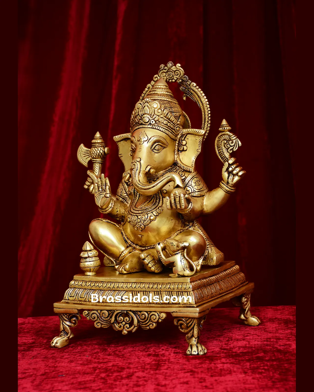 Brass Chowki Square Base Ganesh idol - 15 inches - image 2