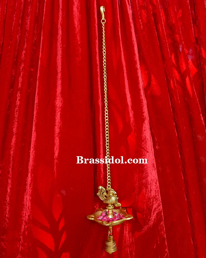 Peacock Hanging Diya with Bell 2.100kg - image 1