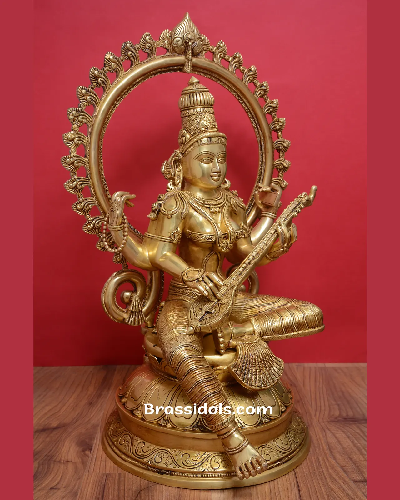 Brass Frame Saraswati - image 2