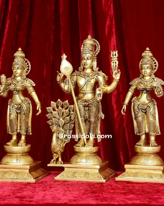 Radiant Standing Murugan Valli Deivanai Brass Set – 18 Inches - image 2
