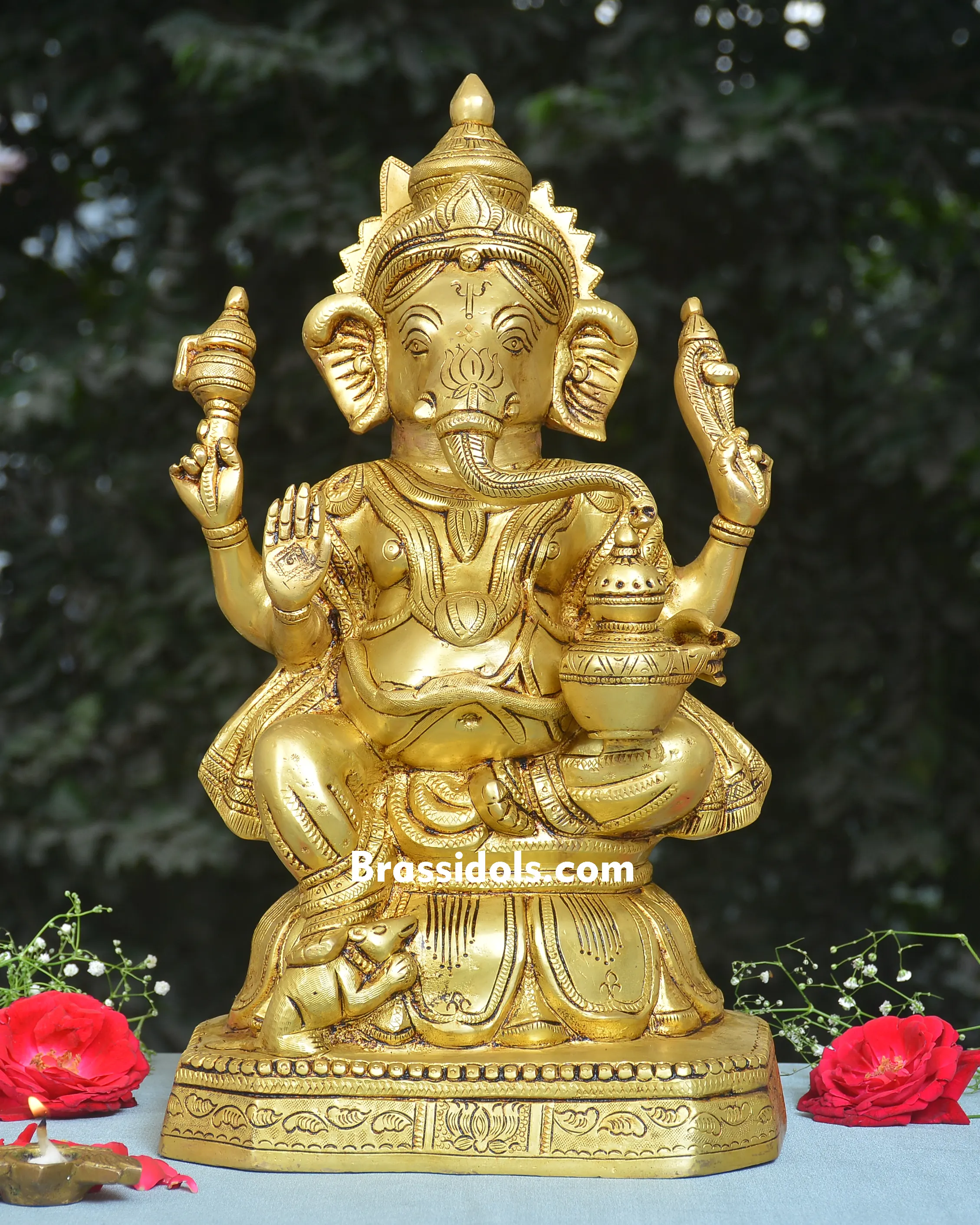 BRASS SITTING CHOKI GANESH - image 1