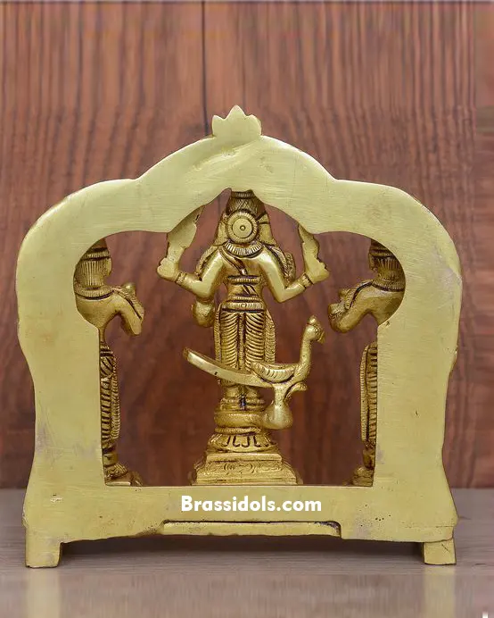 Murugan Valli~Deivanai Brass Idol Set with Frame - image 2